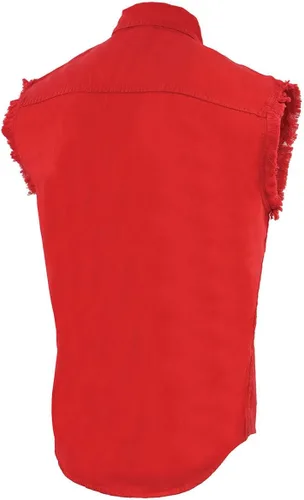 Vista 4 de Milwaukee Leather DM4007 Camisa de mezclilla sin mangas ligera roja para hombre - 3XL