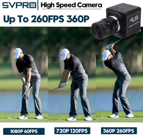 Vista 2 de SVPRO USB 1080P 60fps de alta velocidad 260fps@360P, 120fps@720P cámara de video industrial con lente de zoom de 0.110-0.472 in, cámara de enfoque