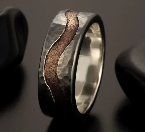 Vista 2 de Anillo de boda vikingo para hombre, anillo de boda genial, anillo de compromiso para hombre, anillo de boda celta, RS-1410