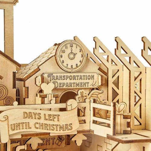 Vista 6 de Rompecabezas de madera 3D, kits de modelo de fábrica de Papá Noel, rompecabezas y rompecabezas para Navidad/cumpleaños, regalos para adultos