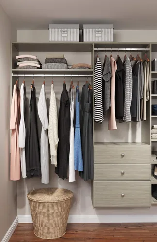Vista 2 de Easy Track PH45-CG Kit de organizador de armario de madera de doble torre, gris desgastado