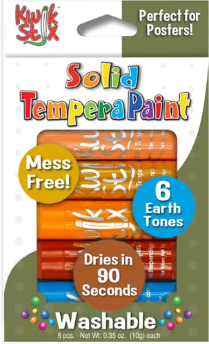Vista 10 de Kwik Stix Solid Tempera Paint Stick, 6 colores primarios