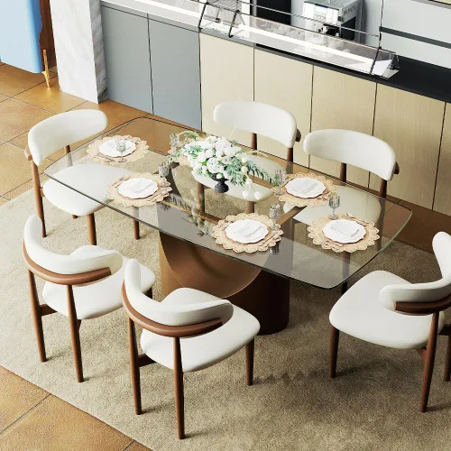 Vista 29 de POVISON Mesa de Comedor Moderna Hobart de 63" para 4, Mesa de Comedor Rectangular de Servicio Pesado Negro Mate, Superficie de Mesa de Comedor