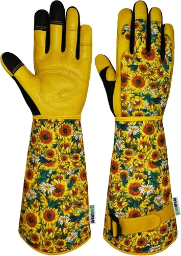 Vista 12 de Guantes Largos de Jardinería, Resistentes a Espinas y Pinchazos, Guantes Protectores para Rosas y Cactus para Jardinero, Regalos