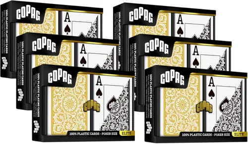 Vista 11 de Copag 1546 Design - Juego de cartas 100% de plástico, tamaño de póquer (estándar) negro/dorado (índice jumbo, 1 juego)