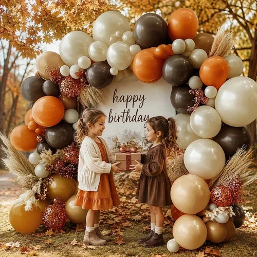 Vista 2 de Kit de arco de globos de color naranja quemado, marrón oscuro, guirnalda de globos de terracota marrón oscuro para decoración bohemia de cumpleaños