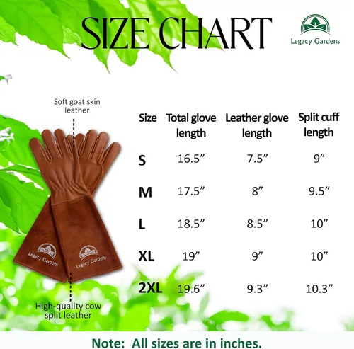 Vista 5 de Guantes de jardinería de cuero para mujeres y hombres, guantes largos de jardín, guanteletes de cuero de vaca resistentes a espinas para poda