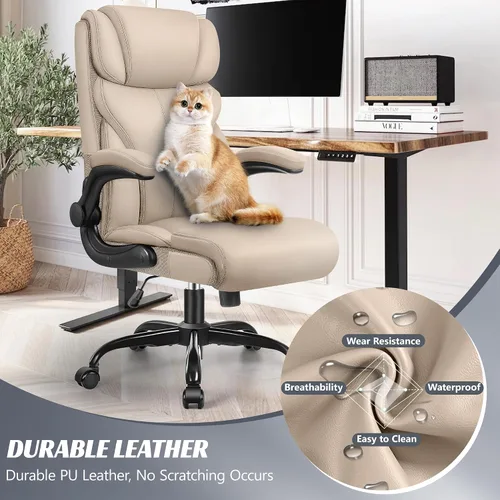 Vista 3 de Silla de oficina HeroSet, sillas de escritorio de computadora ergonómicas grandes y altas, silla ejecutiva de cuero transpirable con respaldo alto