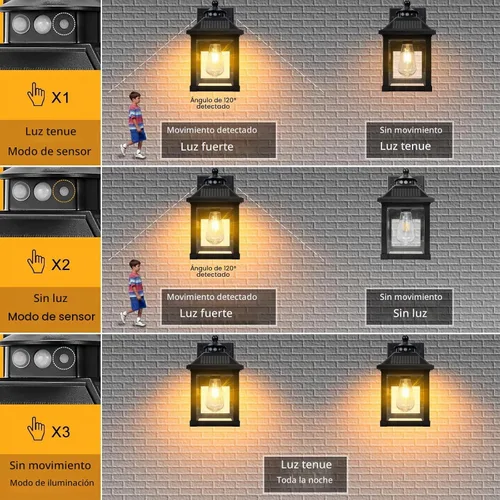 Vista 3 de CYHKEE Luces solares de pared para exteriores: aplique solar para porche