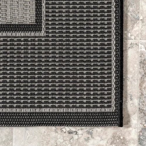 Vista 4 de Alfombra para exteriores con borde gris nuLOOM, gris