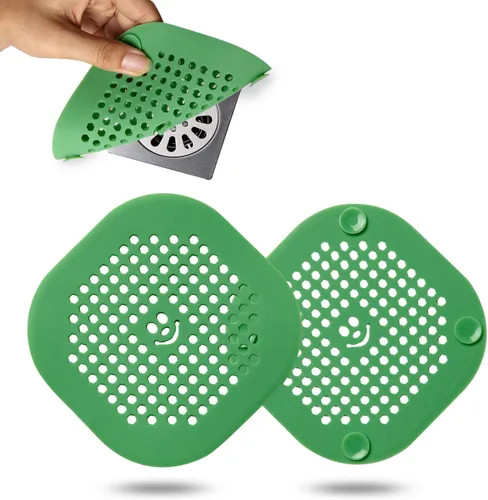 Vista 9 de Protector de silicona para cubrir drenaje de ducha, bañera, cocina, baño, recoge restos de cabello, paquete de 2, color negro