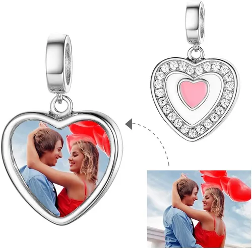 Vista 59 de Custom4U Photo Charms for Bracelets 925 Sterling Silver/Gold Plated Heart/Tree of Life/Round Charm Bead Personalized with Picture Custom