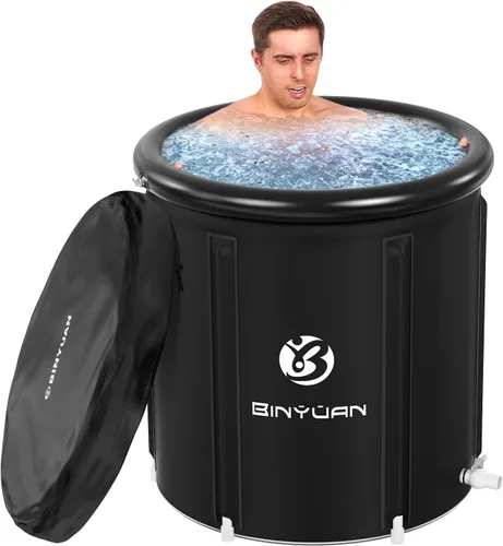 Vista 8 de BINYUAN Bañera de hielo XL para atletas con cubierta de 99 galones, tina de inmersión fría para recuperación, piscina de baño de hielo portátil