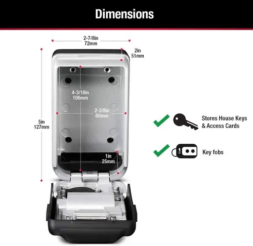 Vista 5 de Master Lock 5425D - Caja de seguridad para montaje en pared con diales iluminados, establece tu propia combinación, capacidad de 6 llaves