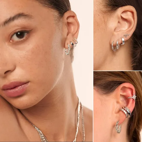 Vista 3 de Senteria Small Gold Hoop Earrings for Women 3 Pairs 925 Sterling Silver 14K Gold Plated Small Huggie Hoop Earrings Set for Girls (13mm 15mm 20mm)