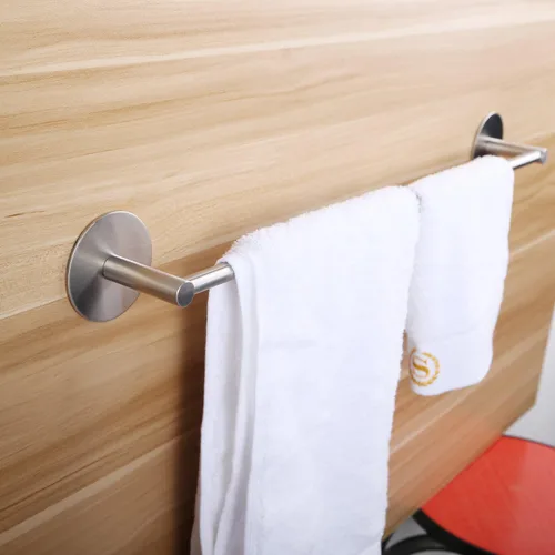 Vista 7 de Toallero de acero inoxidable SUS304 para baño, resistente 3M, barra de toalla de mano autoadhesiva resistente para montaje en pared, toallero