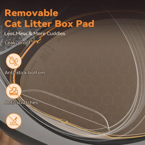 Vista 6 de G1 - Caja de arena autolimpiante, caja de arena automática para gatitos inteligentes con control de aplicación WiFi, sin olor, seguridad incluye Gris