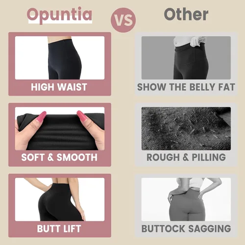 Vista 3 de Opuntia Paquete de 5 leggings para mujer, cintura alta, control de abdomen, suaves, color negro, pantalones de yoga adelgazantes para entrenamiento