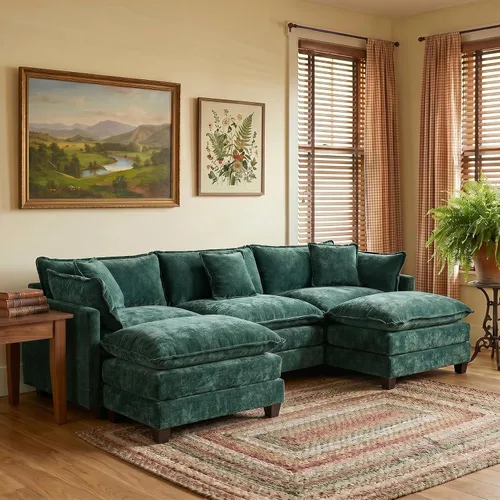 Vista 36 de Sofá modular modular de felpilla beige de 78 pulgadas para sala de estar, sofá modular de felpilla beige para sala de estar, sofás para sala