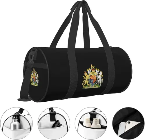 Vista 3 de Reino Unido Inglaterra Escudo de Armas Real Reino Unido Equipaje de viaje Bolsa de lona plegable Deportes Rolling Bolsa de lona plegable, Negro