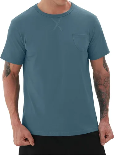 Vista 3 de YTD Camisetas para hombre - Camisetas de algodón de alta calidad con cuello redondo S - 3XL