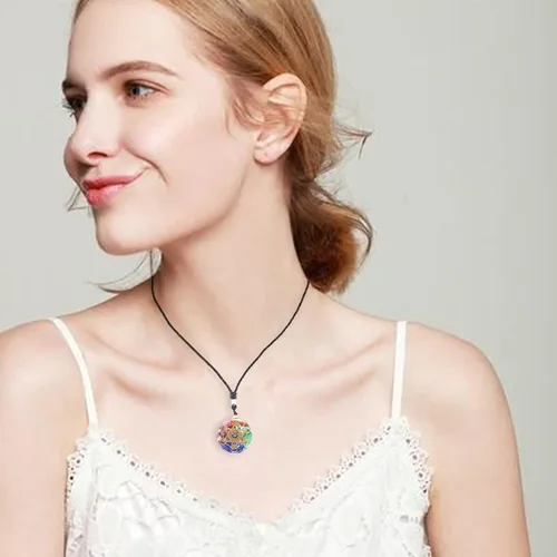 Vista 6 de Collar de cristal de 7 piedras de chakras, curación de piedras preciosas, collar de mujeres y hombres, joyería del árbol de la vida, regalos