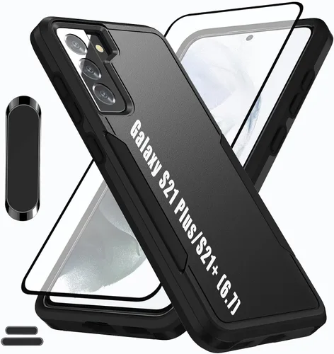 Vista 9 de Funda híbrida de doble capa para Galaxy S21 Plus/S21+ de 6.7 pulgadas, de grado militar, resistente a los golpes, con 1 soporte magnético para Verde