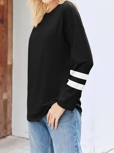 Vista 79 de Fisoew Camisetas de manga larga para mujer, holgadas, casuales, con cuello redondo, blusa suave