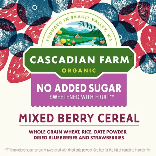 Vista 3 de Cascadian Farm Cereal de bayas mixtas orgánicas, sin azúcar añadida, 12.5 onzas