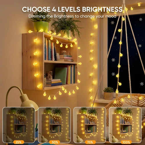 Vista 3 de OMIKA Luces de Cadena de Interior que Cambian de Color con Enchufe USB, 16.5 pies 50 LEDs Luces de Hadas de Globo de Cristal con Control Remoto
