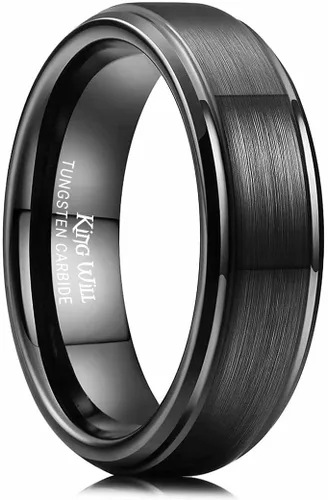 Vista 21 de King Will Anillo de Boda Clásico de Tungsteno para Hombre, Anillos de 6/7/8/9/10mm de Ancho, Acabado Pulido, Borde de Escalón Mate, Ajuste Cómodo