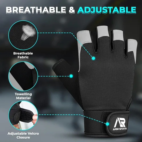 Vista 4 de Guantes de gimnasio transpirables para hombres y mujeres – Guantes de entrenamiento ligeros, antideslizantes con protección completa de la palma