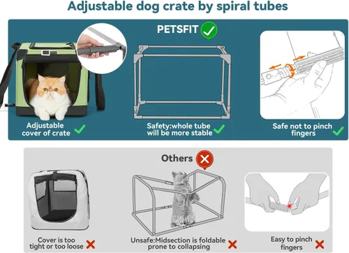 Vista 2 de Petsfit Jaula para gatos – 20 pulgadas ligera, fácil de instalar, resistente jaula portátil para perros, marco ajustable con 3 puertas de malla Verde