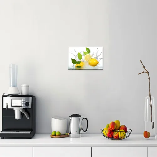 Vista 3 de MODOJOART Lienzo decorativo para pared, diseño de frutas y frutas, limón con pintura al agua, arte moderno sobre lienzo de cocina para comedor