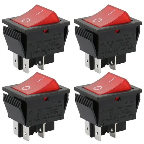 Vista 12 de Baomain Interruptor basculante para barco DPST ON/Off 1/4" Ancho Terminal 4 Pin 16A 250V UL TUV Lista Amarillo Paquete de 2