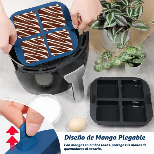 Vista 4 de Webake Molde para Brownies de Silicona para Freidora de Aire para Hornear, Molde de Silicona Cuadrado Antiadherente de 2.6" para S'mores, Disco