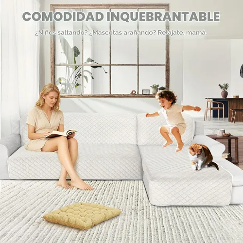 Vista 2 de HDCAXKJ Fundas impermeables para sofá modular, acolchadas de terciopelo, 2 piezas, en forma de L, lavables, gruesas, antideslizantes, con protector