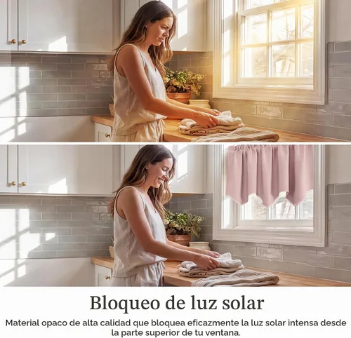 Vista 2 de NICETOWN Cenefa opaca para dormitorio festoneada con bolsillo para barra de 52 x 18 pulgadas, cortina de ventana para habitación de niñas/guardería