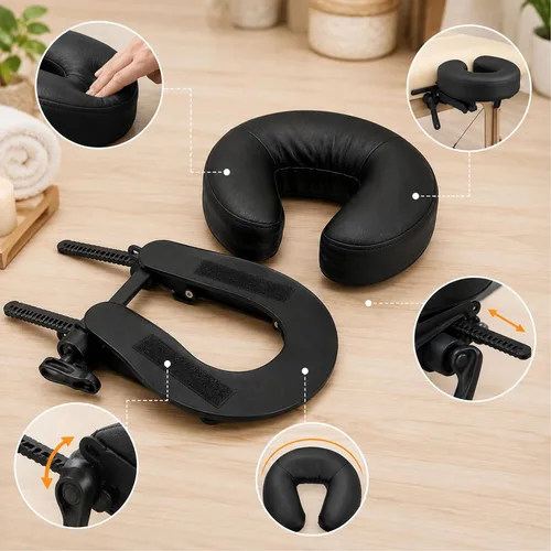Vista 6 de Mesa de masaje universal, cuna y cojín para cara, silla de masaje ajustable, reposacabezas y almohada facial, soporte de almohada elástica de espuma