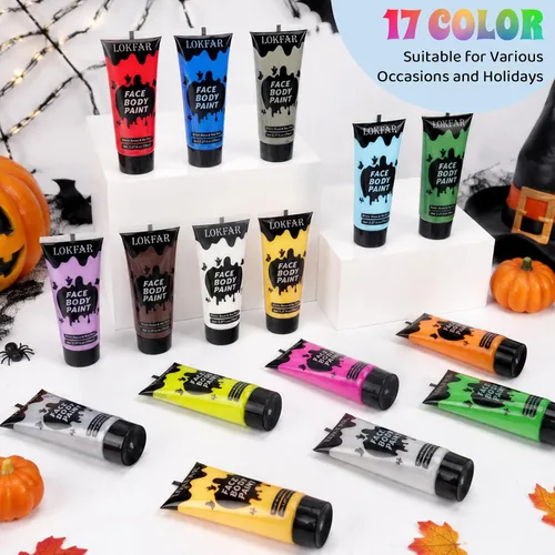 Vista 10 de Pintura corporal blanca para maquillaje de Halloween, crema a base de agua Blanco
