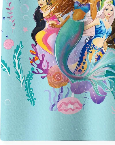 Vista 6 de Little Girls Mermaid 2023 Costume Princess Shirt Dress up Clothes for Girl T-Shirt Toddler Cartoon Tee Daily Wear 3-8Y