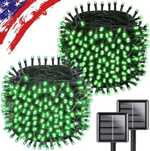 Vista 18 de KAQ - Juego de 200 luces solares LED para exteriores, impermeables, multicolor Total 66FT Flexible Wire With Bright LEDs, 8 Twinkle Modes with