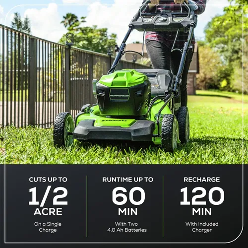 Vista 3 de Greenworks Cortacésped inalámbrico sin escobillas de 40 V 21 pulgadas (ritmo inteligente / autopropulsado) (más de 75 herramientas compatibles), (2)
