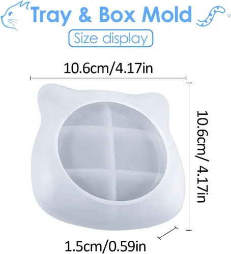 Vista 2 de Bandeja con forma de gato, molde de resina, moldes de silicona para platos de frutas para resina epoxi, caja de almacenamiento de joyas, moldes