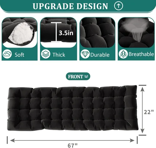 Vista 3 de UDPATIO Silla reclinable de gran tamaño para patio con cojín extraíble Negro Z-xl