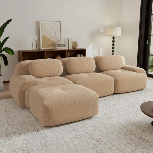 Vista 13 de Sofás seccional modular de 80" sin huesos modernos para sala de estar, juego de sofás comprimidos de 2 plazas con asiento profundo, sin necesidad