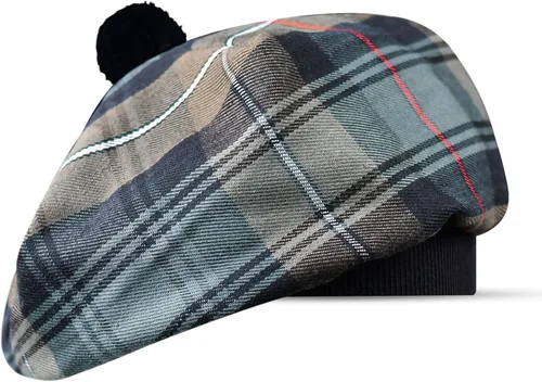 Vista 40 de Sombrero escocés Tam o Shanter Gorro escocés Tartan P.V Tartan (poliviscosa) Mezcla de lana con pompón Talla única para todos.
