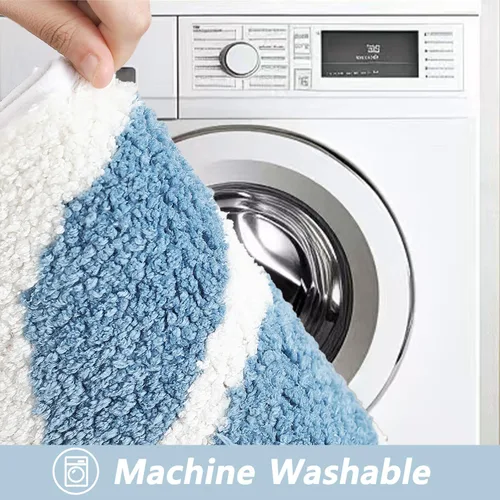 Vista 6 de Tapete de baño de 16 x 24 pulgadas, tapete de baño de microfibra antideslizante, lavable, grueso, suave, absorbente, con hojas para baño, fregadero