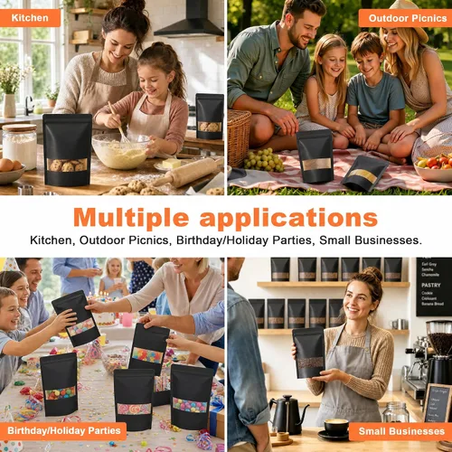 Vista 7 de FireKylin 100 bolsas resellables, bolsas de papel con ventana mate para pequeñas empresas, cremallera y bolsas sellables con calor para embalaje