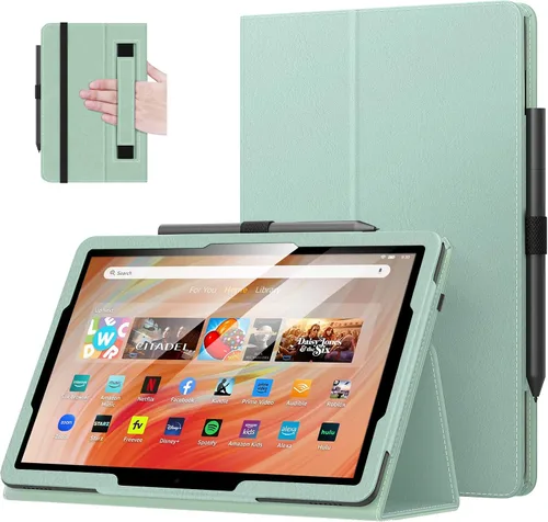 Vista 34 de MoKo - Funda para tablet Kindle Fire HD 10 y 10 Plus (11.ª generación, versión 2021), diseño delgado y plegable con función de encendido y apagado
